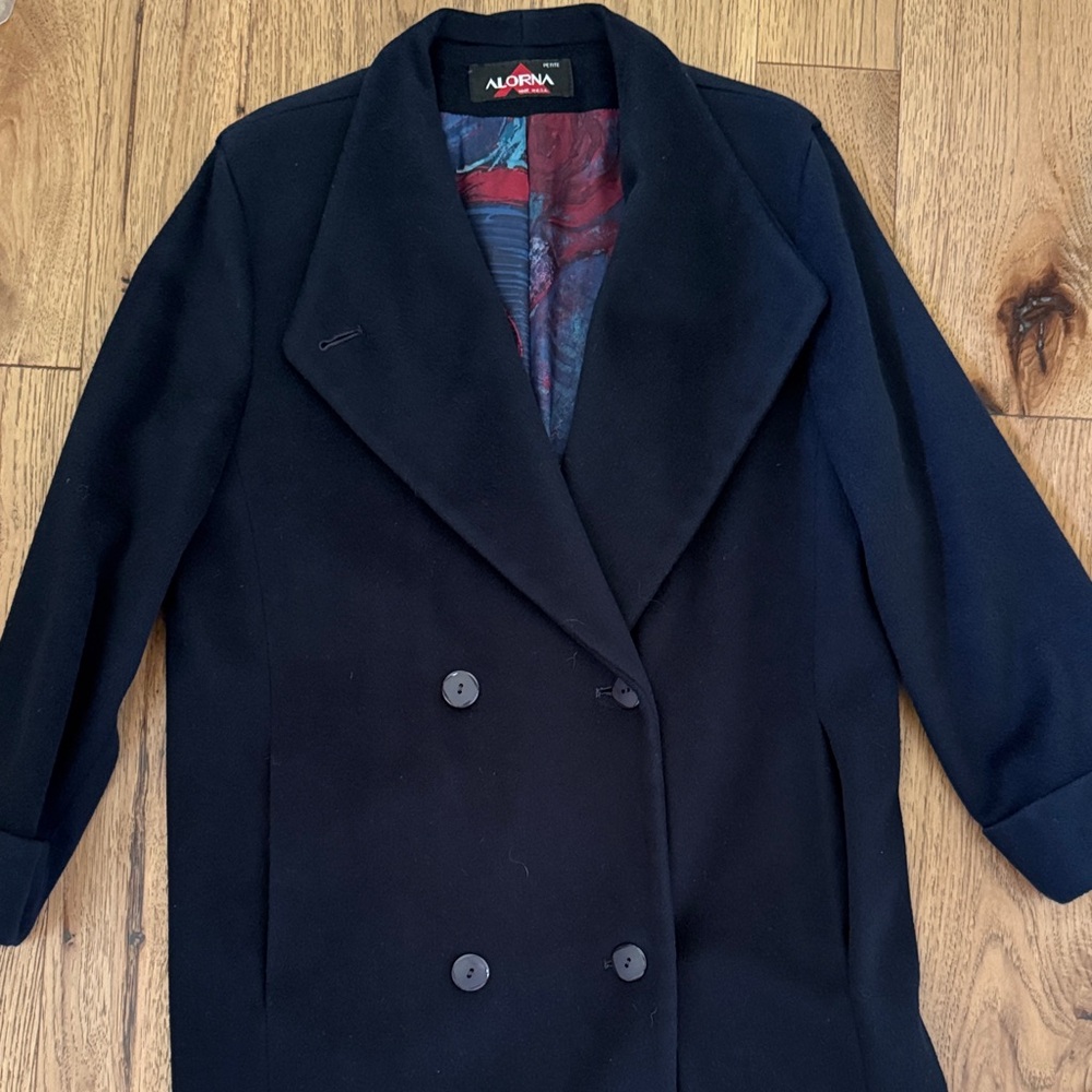 😊Vintage Women's Double-Breasted Blue Wool (100%) Coat